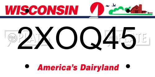 2XOQ45 Wisconsin License Plate