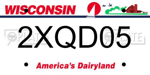 2XQD05 Wisconsin License Plate