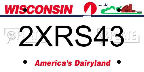 2XRS43 Wisconsin License Plate