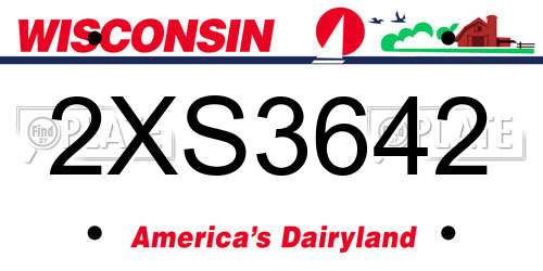 2XS3642 Wisconsin License Plate