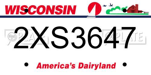 2XS3647 Wisconsin License Plate