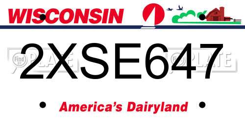 2XSE647 Wisconsin License Plate