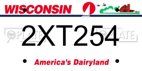 2XT254 Wisconsin License Plate