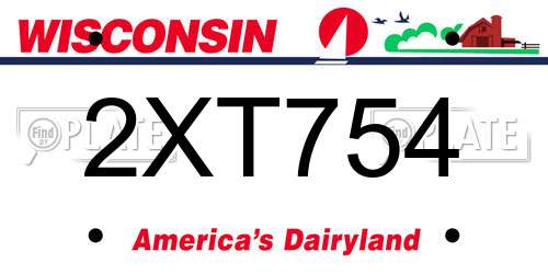 2XT754 Wisconsin License Plate
