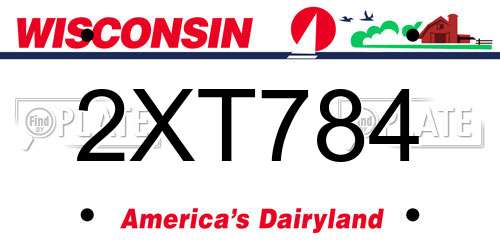 2XT784 Wisconsin License Plate