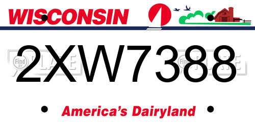 2XW7388 Wisconsin License Plate