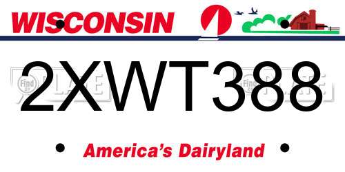 2XWT388 Wisconsin License Plate