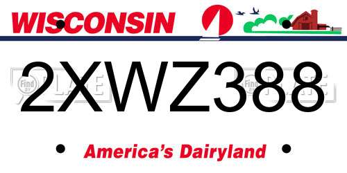 2XWZ388 Wisconsin License Plate