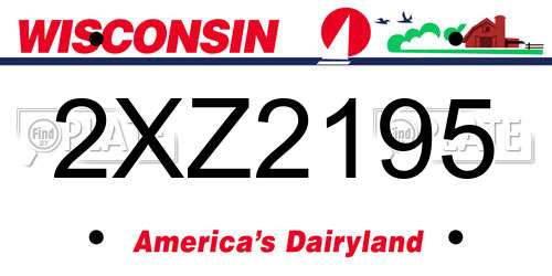 2XZ2195 Wisconsin License Plate