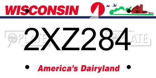2XZ284 Wisconsin License Plate