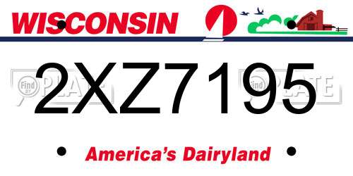 2XZ7195 Wisconsin License Plate