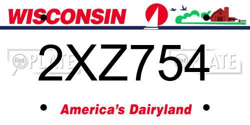 2XZ754 Wisconsin License Plate