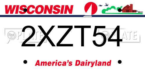2XZT54 Wisconsin License Plate