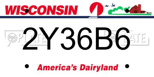 2Y36B6 Wisconsin License Plate