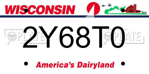 2Y68T0 Wisconsin License Plate