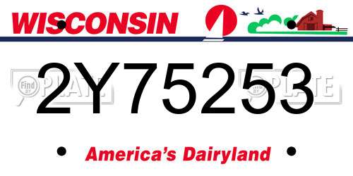 2Y75253 Wisconsin License Plate