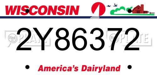 2Y86372 Wisconsin License Plate