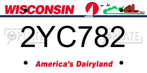 2YC782 Wisconsin License Plate