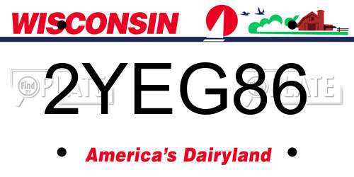 2YEG86 Wisconsin License Plate