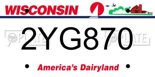 2YG870 Wisconsin License Plate