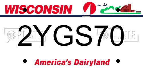 2YGS70 Wisconsin License Plate