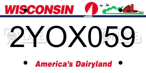 2YOX059 Wisconsin License Plate