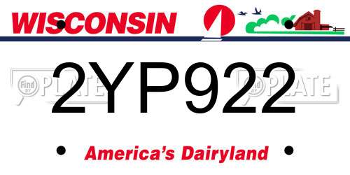 2YP922 Wisconsin License Plate