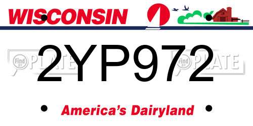 2YP972 Wisconsin License Plate