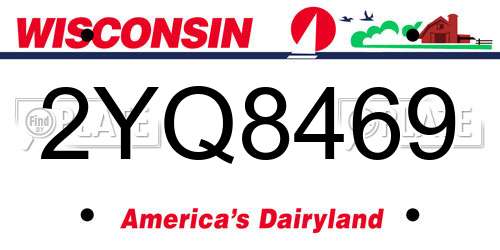 2YQ8469 Wisconsin License Plate