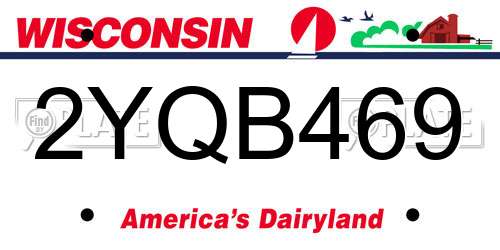 2YQB469 Wisconsin License Plate