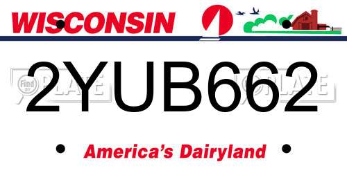 2YUB662 Wisconsin License Plate