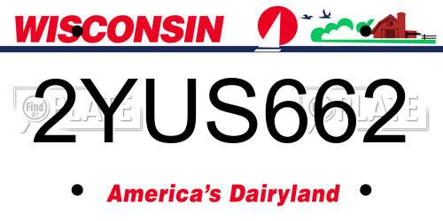 2YUS662 Wisconsin License Plate