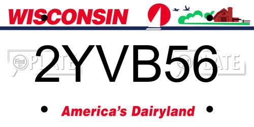 2YVB56 Wisconsin License Plate