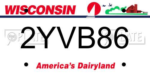 2YVB86 Wisconsin License Plate