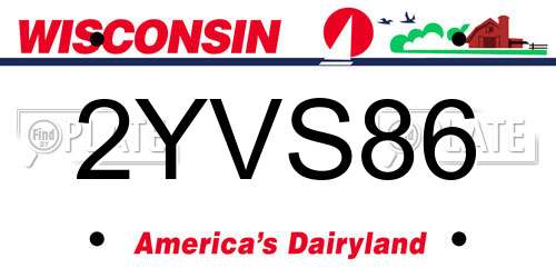 2YVS86 Wisconsin License Plate