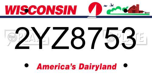 2YZ8753 Wisconsin License Plate