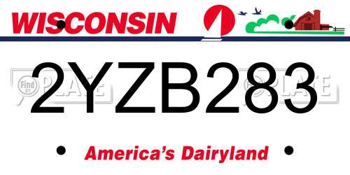 2YZB283 Wisconsin License Plate