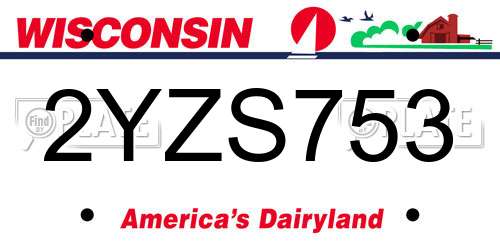 2YZS753 Wisconsin License Plate
