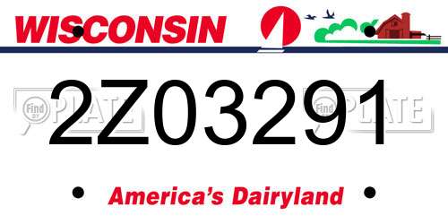 2Z03291 Wisconsin License Plate