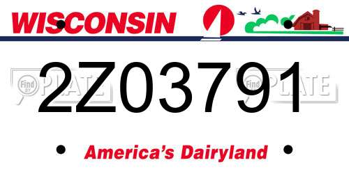 2Z03791 Wisconsin License Plate