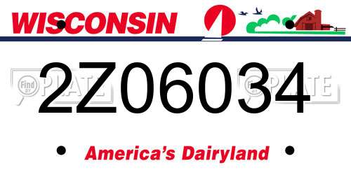 2Z06034 Wisconsin License Plate