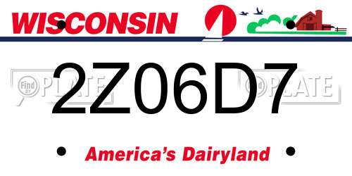2Z06D7 Wisconsin License Plate