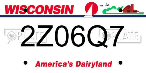 2Z06Q7 Wisconsin License Plate