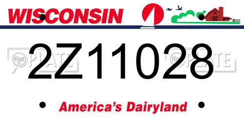 2Z11028 Wisconsin License Plate