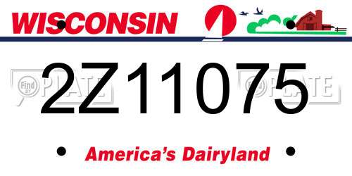 2Z11075 Wisconsin License Plate