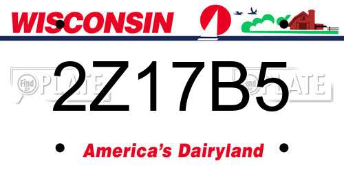 2Z17B5 Wisconsin License Plate