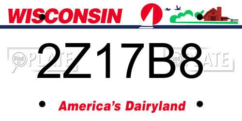 2Z17B8 Wisconsin License Plate
