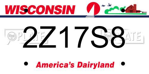 2Z17S8 Wisconsin License Plate