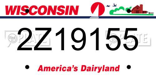 2Z19155 Wisconsin License Plate