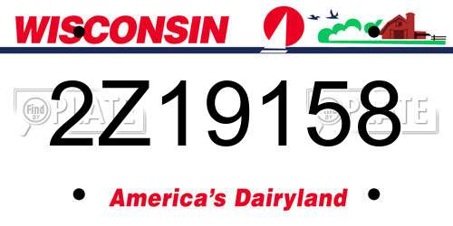 2Z19158 Wisconsin License Plate